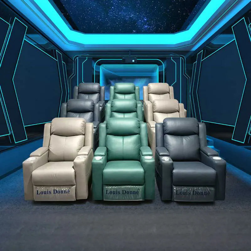 Modern Minimalist Genuine Leather Tech Fabric Sofa Set Electric Reclining Storage for Living Room or Office Meeting Room