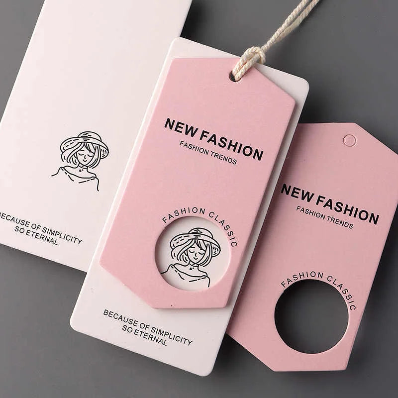 Free Design Custom Private Brand Tag Logo Clothing Garment Hang Paper Hangtag Clothes Size Tags Sale Price Labels Swing Tag