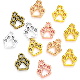 100pcs/bag 6 Color Dog Footprints Charms Alloy Metal Animal Pendants for DIY Handmade Jewelry Accessories Making 13*11mm D9339