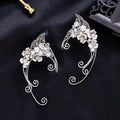 Vintage Flower Ear Cuffs Earring Women Gothic Jewelry Hollow Metal Leaf No Piercing Elf Ear Clip on Earrings