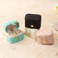 Small Travel Jewelry Box Organizer for Ring Earring Leather Mini Jewelry Case Portable Ring Storage Box Gift for Girls & Women
