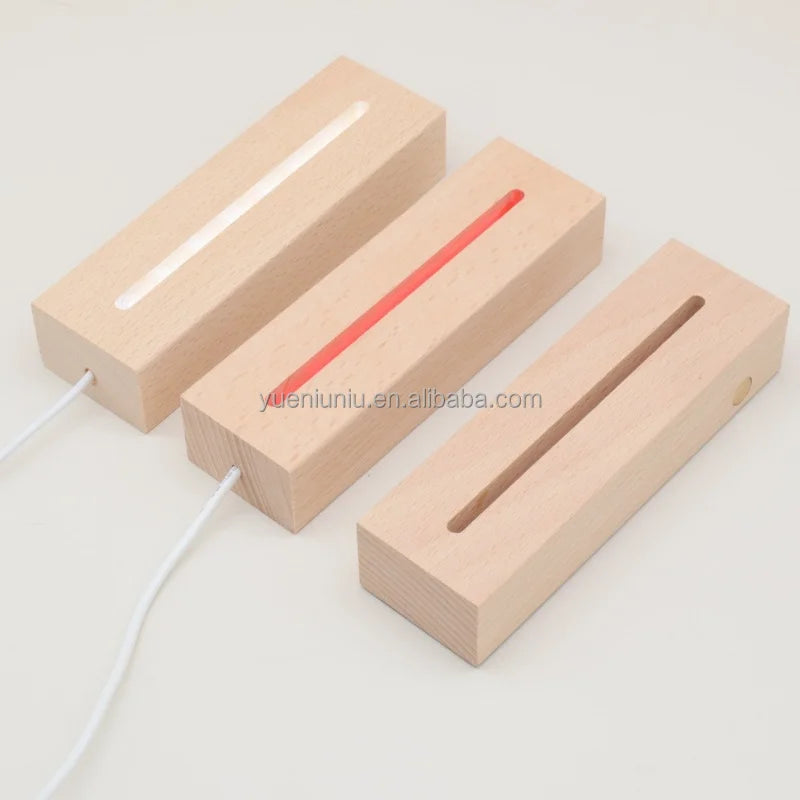 DIY Gift Wooden Creative Perpetual Calendar 3D Night Light Base LED Wooden Handicraft Multifunctional Decoration Base Lamps