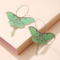 1 Pair Fashion Simple Acrylic Green Moth Hanging Pendant Earrings Women Girls Personality Earrings
