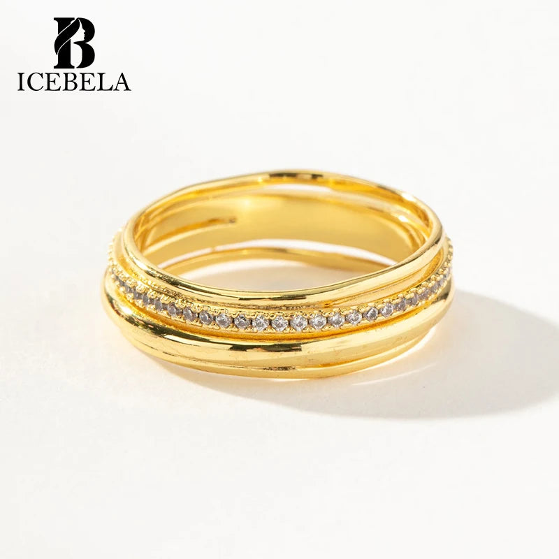 Wholesale Fine Jewelry Chic Luxury Trendy Designer 925 Sterling Silver Multi-Layer Entwine Zircon Rings for Women