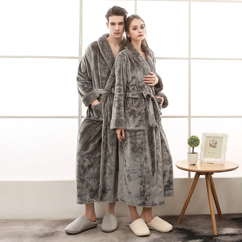 Manufacture Direct Sale High Quality Couples Family Bath Robe Plush Soft Bathrobe for Men Women Microfiber Thicken Sleepwear