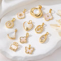 14k Gold Plated Natural White Fritillaria Necklace Pendant Vintage Style Pendant With White Fritillaria
