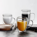 Glass Coffee Mugs Double Walled Insulated Mug Set with Handle Perfect for Latte Tea Bag Cup Beverage
