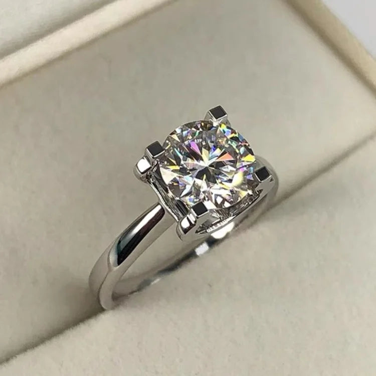 Engagement Ring Moissanite 1ct Solitaire GRA  Four-prong Bullhead  Style Round Brilliant 14k 18k Gold Setting