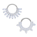 ASTM F136 G23 Titanium Septum Hoop Nose Ring Hinged Segment Clicker Sector Prong Setting Zircon Body Piercing Jewelry for Women