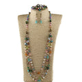 Boho Jewelry Making Supplies Bronze Plated Rosary Chain Toggle Shell Crystal Glass 3 Layer Necklace 5 Bracelet Earring Set