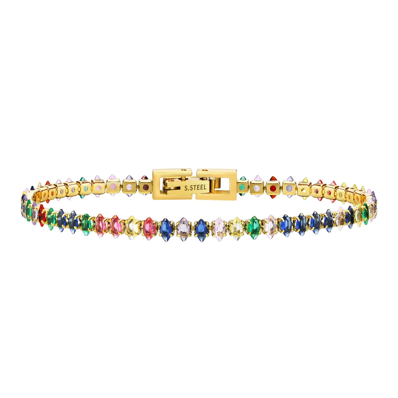 Stainless Steel Classic Cubic Zirconia Tennis Bracelet Luxury Iced Out Bracelet Hiphop Multi CZ Diamond Bracelet for Women Men