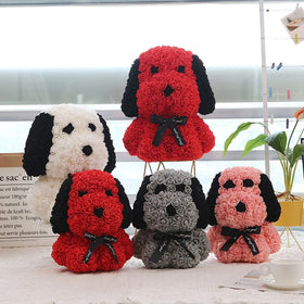 Decoration Rose Teddy Bear With Box Rose Teddy Bear Dog Foam Rose Bear Dog Artificial Flower Factory Direct Sale