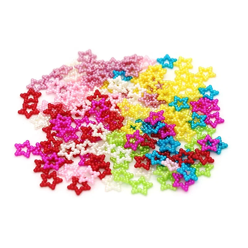 Mixed Colors Hollow Heart Pearl Star Beads Nail Art Decoration DIY Accessories