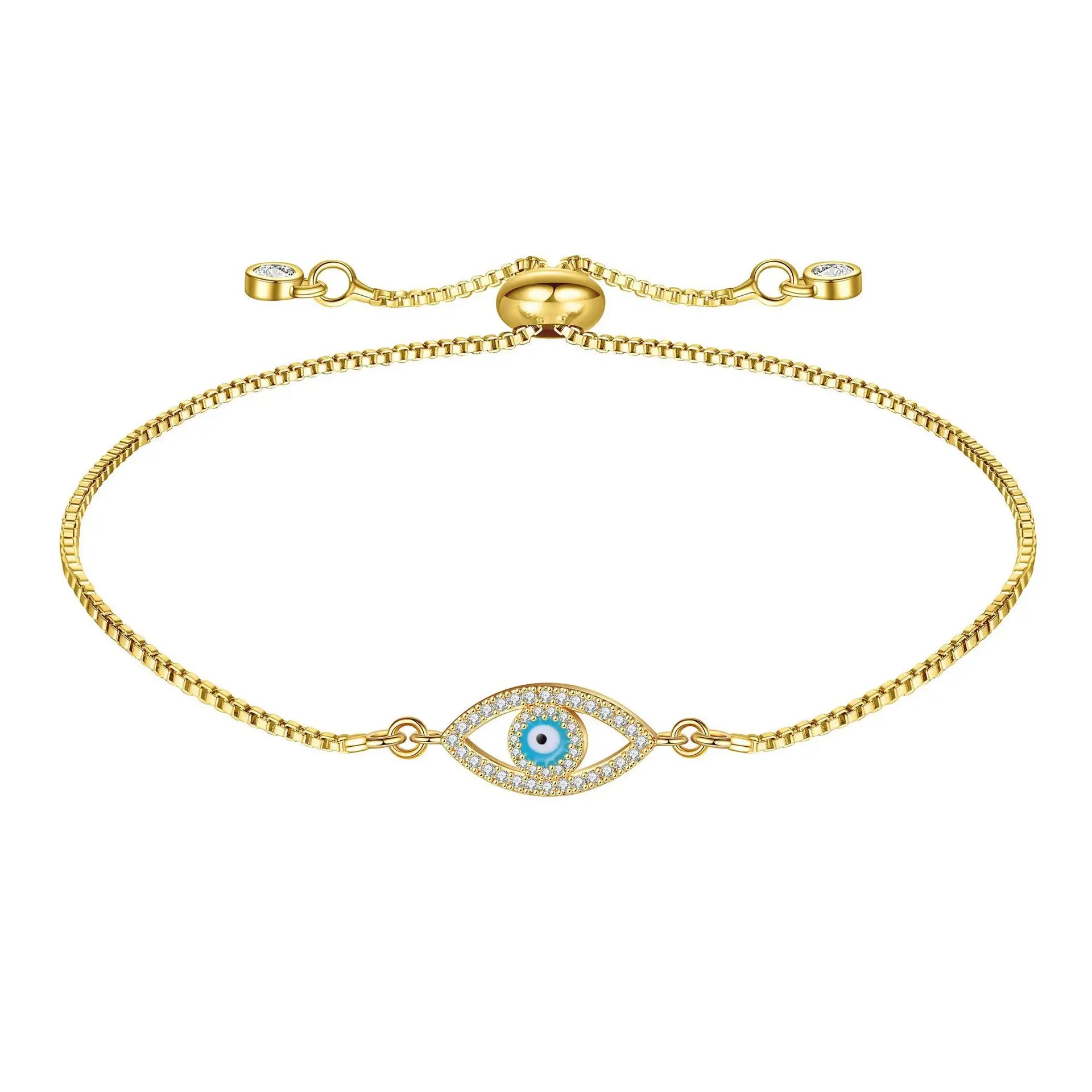 Luxury Colourful Oil Drip Blue Evil Eye Bracelets for Women Handmade Zircon Charm Bracelets Lucky Jewelry