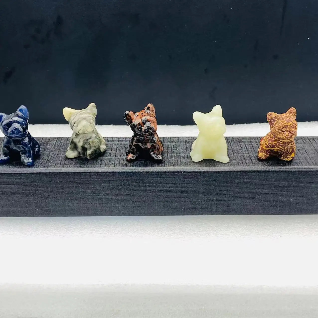 Natural Amethyst Healing Crystal Mini Animal French Bulldog Carving for Home Decoration