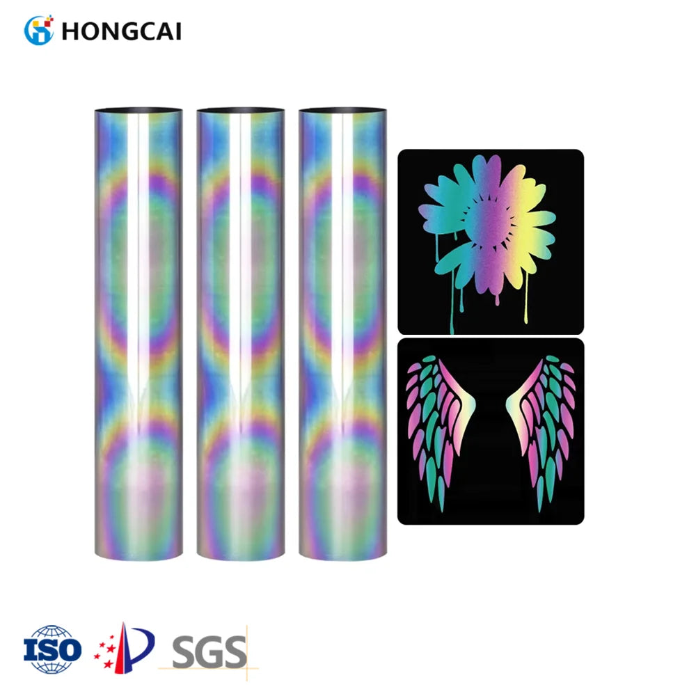Rainbow Reflective Heat Transfer Film Vinyl Roll Printing Material Custom HTV Vinyl Heat Transfer Film PET Roll