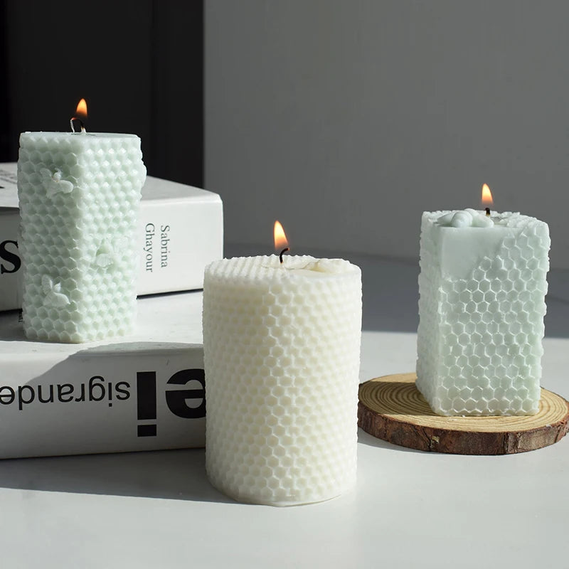 New Bee Candle Molds 3D Beehive Mold Honeycomb Candle Molds for Handmade Wax Candle