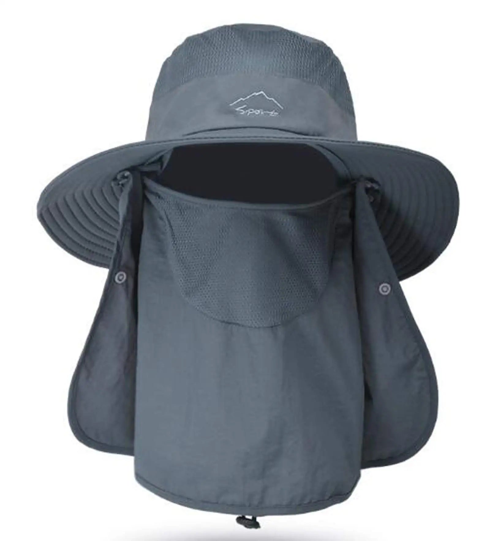Summer Nylon Mesh Outdoor Breathable Sun Protection Wide Brim Bucket Hat for Man Fishing Travel & Cycling with Ear Neck Cover