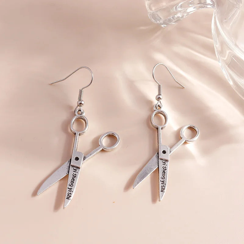Fashion Ladies Scissors Pendant Earrings Jewelry Gift for Hair Stylist Hairdresser Barber Designer Dangling Earrings for Women