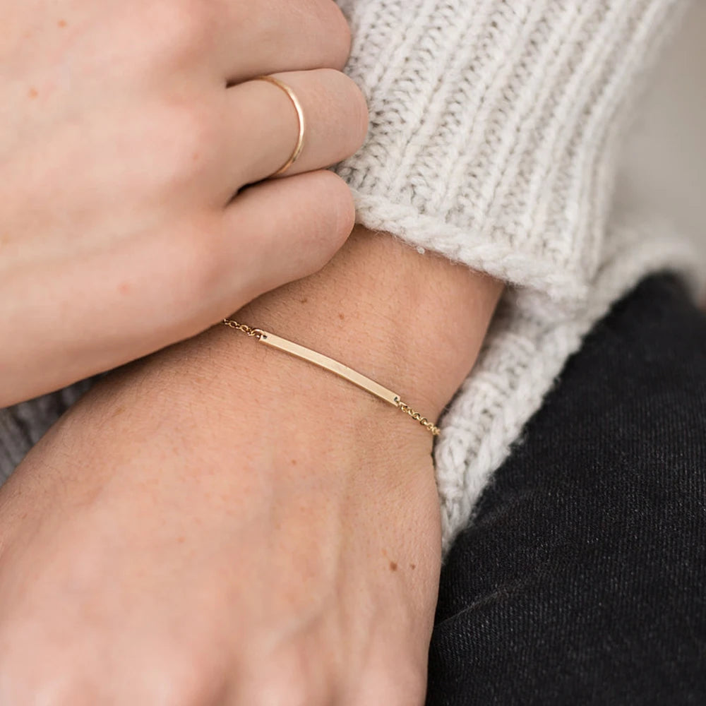 EManco Stainless Steel Geometric Horizontal Stripe Fashion Accessories Simple Chain Bracelet