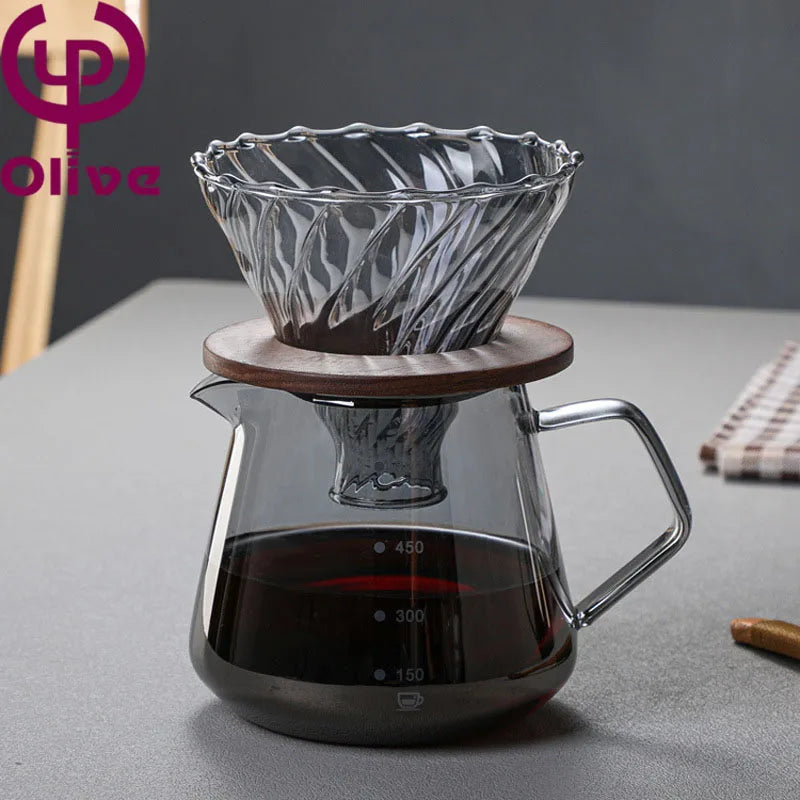 Italian Independent Station Portable Hand-Brewed Coffee Set Cloud Pot with Drip Glass Filter Cup for Home Use