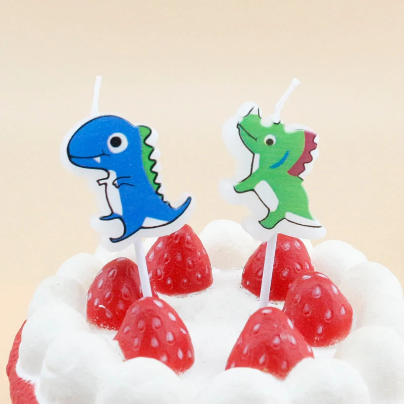 Colorful Paraffin Wax Eco-Friendly Handmade Birthday Candles Dinosaurs Shape for Christmas and Parties in Cake