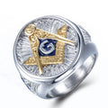 Freemason Trendy Plated 18K Silver Gold Mens Engagement Rings 5pcs Ready Stock Finger Signet Band Rings Fashionable Stainless