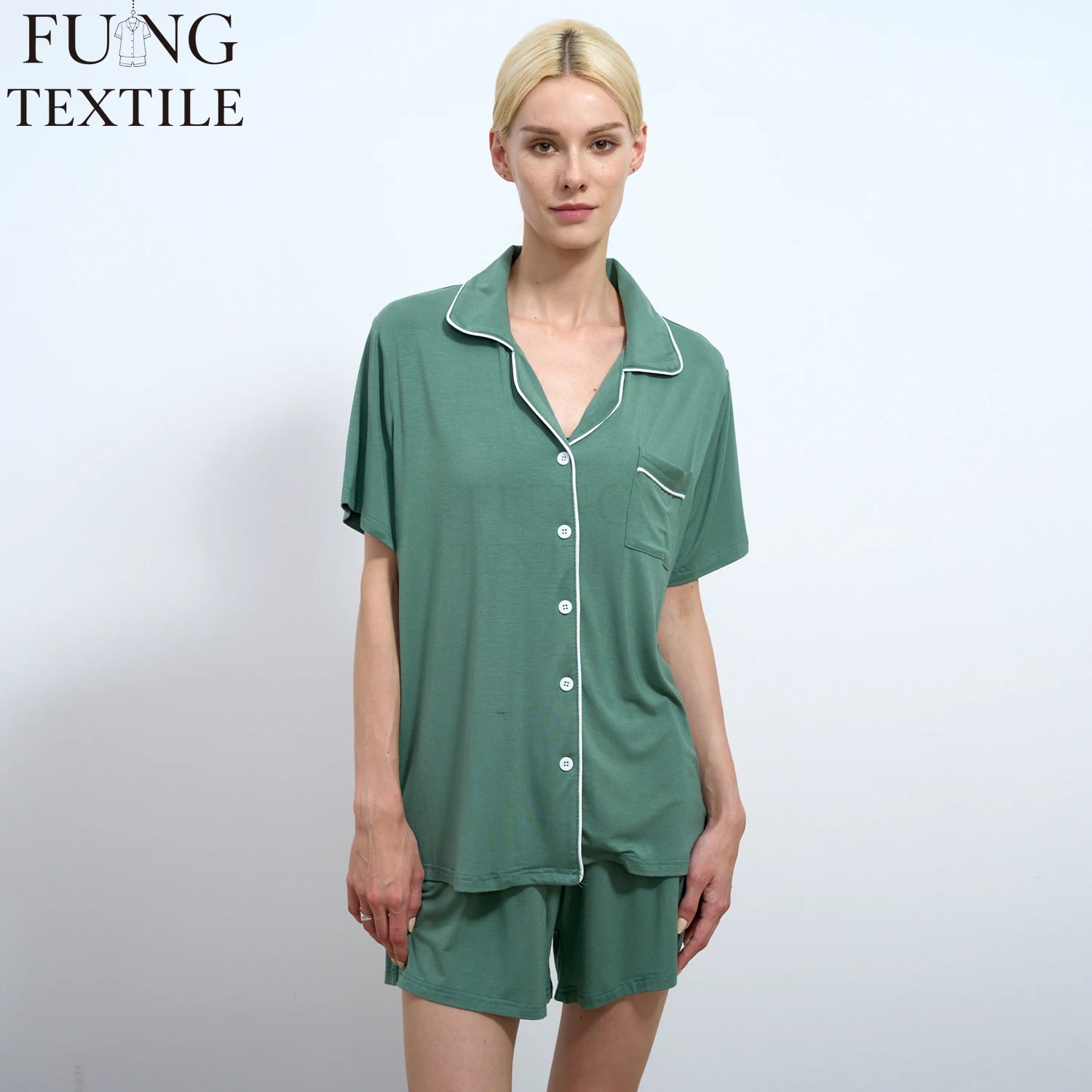 Fung 6058 Women Jersey Short Sleeve Pajama Set Soft Nightwear Suitable For Bridal Party Gifts