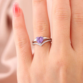Hainon Classic Heart Shaped Zircon Ring Wedding Engagement Ring Jewelry