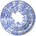 12 Inch Daily Use Blue Plant Ceramic Flat Round Charger Dish Supermarket Dinner Plates for Restaurant