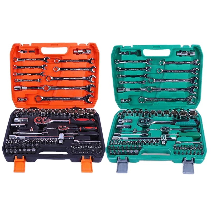 Set of 82pcs Manual Auto Repair Combination Tool Kits Box Spanner Socket Wrench Screwdriver Bits for Cars Motorcycles Bicycles