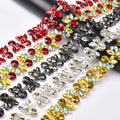 Shiny Glass Diamond Flower Chain Colorful Rhinestone Gold Metal Trim Applique Diy Clothing Shoes Hats Decorative Accessories