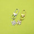 Wholesale Diamond-Studded Four-Leaf Clover Keychain Diamond-Studded Four-Leaf Clover Shape Alloy Keychain Metal Keychain