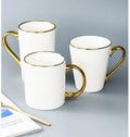 11OZ Sublimation Ceramic White Mugs with Gold Handle  Luxury Porcelain Gold Handle Coffee Mugs for Custom logo