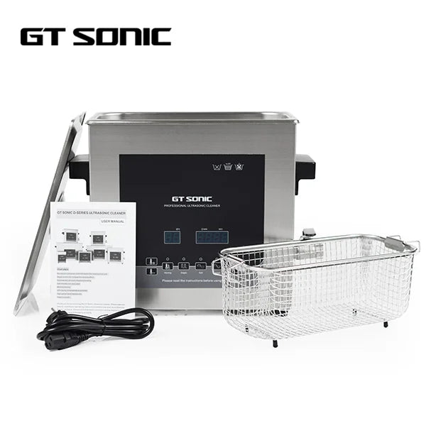 GTSONIC CE RoHS Commercial 300W 6L 40khz Digital Timer Hot Water Heater Electric Plastic Provided Industrial Ultrasonic Cleaner