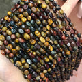 6-8mm Three-Color Tiger Eye Stone Beads Natural Energy Healing Power Round Irregular Shape Gravel Pebble Gemstone