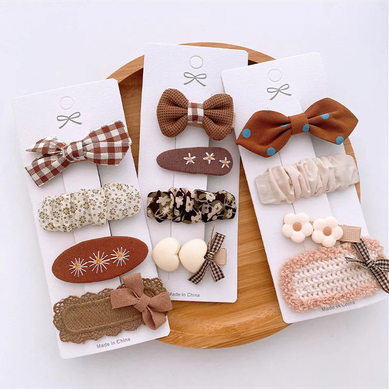 New Design Fabric Safety Sweet Bows Girls Hair Pins Accessories Cream Kids Korean Cute Hair Clips