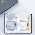 Souvenir Wedding Luxury Creative Valentine's Day Gift Ceramic Coffee Mug with Spoon and Gift Box Manufacturers 14oz