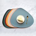 Luxury PU Leather Placemat Coaster Set Oval Dining Table Mat Cup Mat Waterproof Heat-Insulated Pad Home Desktop Decoration