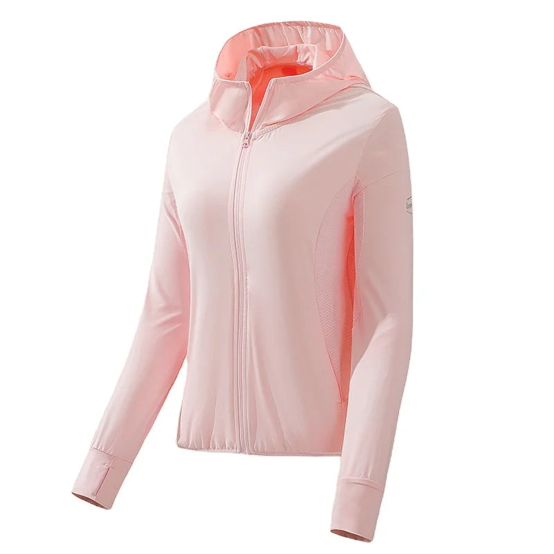 UPF50+ Ice Silk Sunscreen Coat Women's Summer Skin Coat Sun-protective Clothing Men's Outdoor Sunscreen Shirt Custom logo
