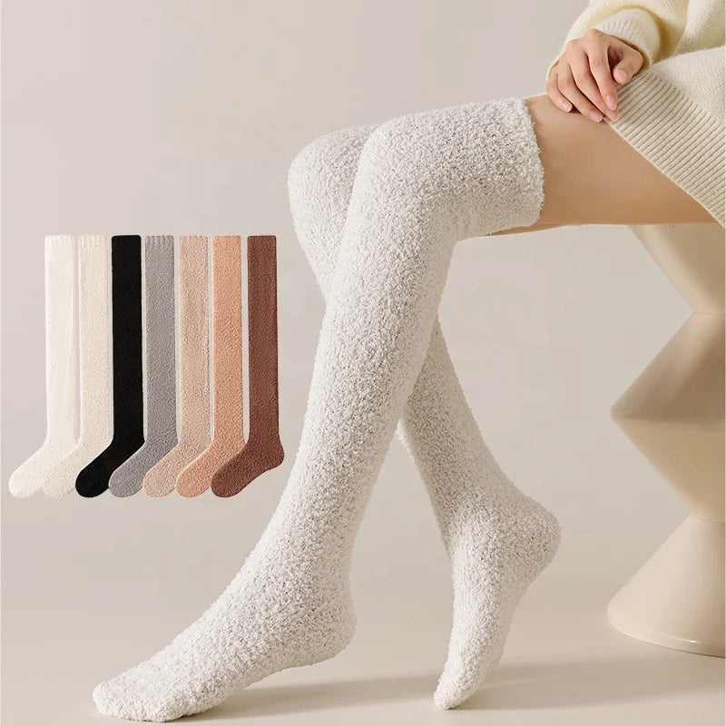 Wholesale Winter Warm Long Plush Fluffy Socks Women Cozy Over the Knee Thigh High Fuzzy Socks