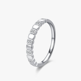 Ailmay Real 925 Sterling Silver SImple Geometric Design Zirconia Finger Ring Fashion for Women Anniversary Classic Jewelry Gift