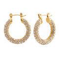 Luxury Sparkle Shiny Party Micro Pave Stainless Steel Hoop Earrings Waterproof and Non Tarnish Jewelry for Women