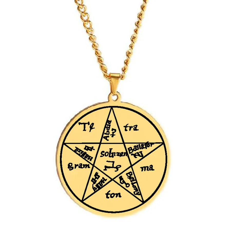 HLSS542 Magic Circles and Sigils of Amon Serpent Star Pentagram of Solomo Charm Talisman Amulet Stainless Steel Pendant Necklace