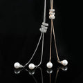 New Arrival studded Rhinestone Tassel Sweater Chain Long Simple Pearl Spiral Pendant Necklace for Female