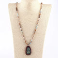 New Design BOHEMIA 6mm Amazonite Natural Stone Crystal Glass Beads Necklace Wood Sea Shell Pendant Necklace