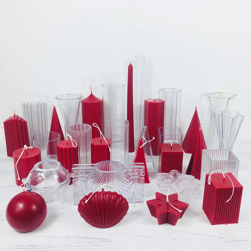 Non-stick DIY 3D Multiple Style Classic Geometric  Candle Making Molds Durable Plastic Acrylic Candle Molds