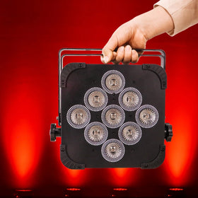 Professional Wedding Stage Flat 9*18W Rgbwauv 6In1 Battery Powered Wireless Dmx Uplights Led Par Light