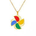 Cute Stainless Steel Windmill Enamel Charm Necklace Gold Plated Windmill Box Chain Pendant Necklace Jewelry Gifts for Women Men