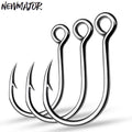 NEWMAJOR High Carbon Steel KSJ52 Big Eye Fishhooks 1#-3/0# Single Fishing Hooks 20pcs/bag for Sea Fishing